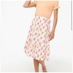 J Crew Factory block print midi skirt with side tie for bow. Size 00